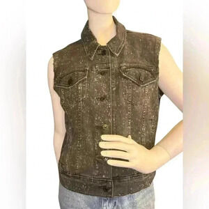 Levi’s Black Denim Vest With Black Buttons Size Large.